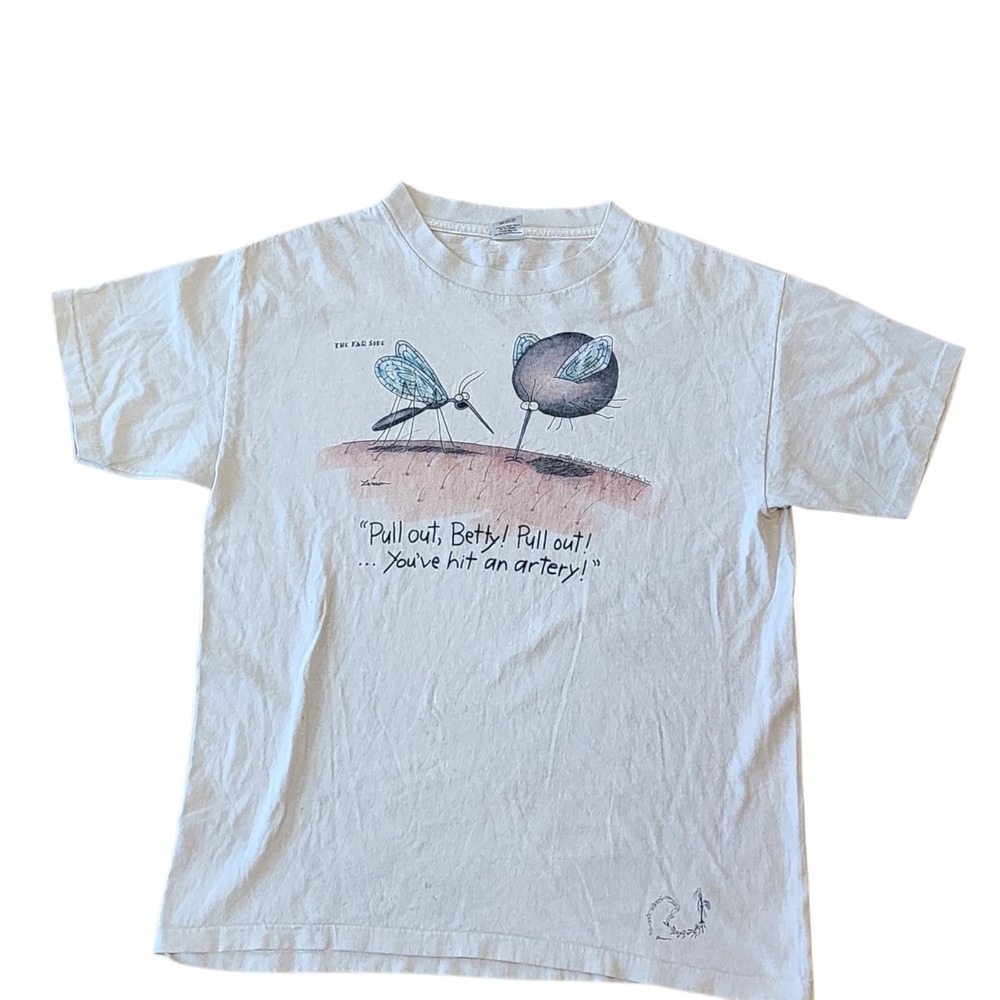 Vintage The Far Side T Shirt Large USA 1992 Mosquito Cartoon Graphic Tee - Picture 1 of 10